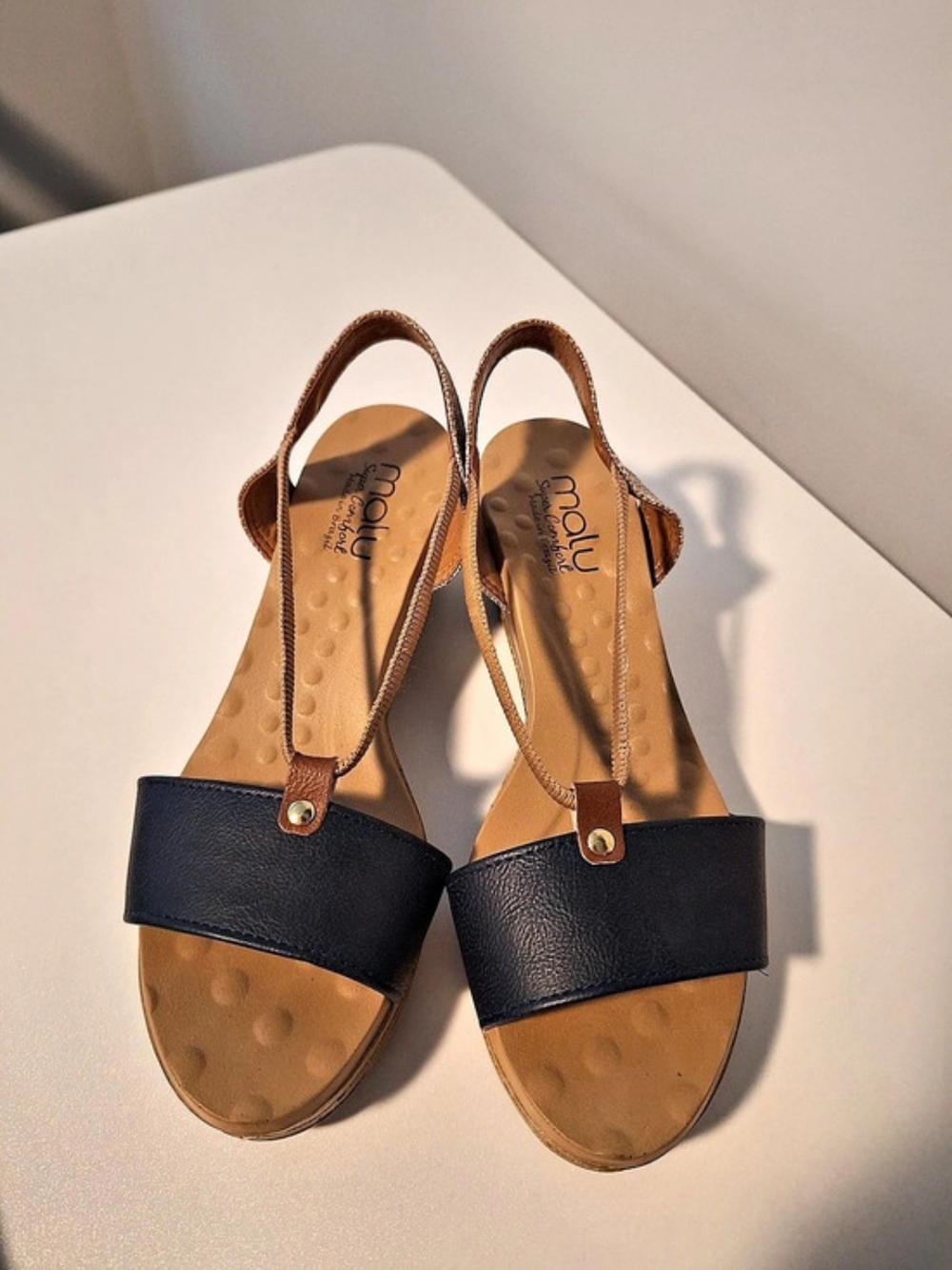 malu Super Comfort Women's Wedge Sandals in Black & Brown